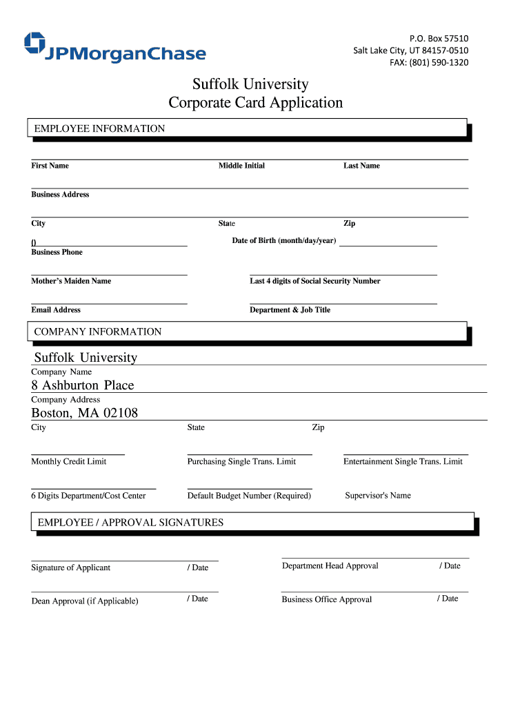 Corporate Card Application  Form