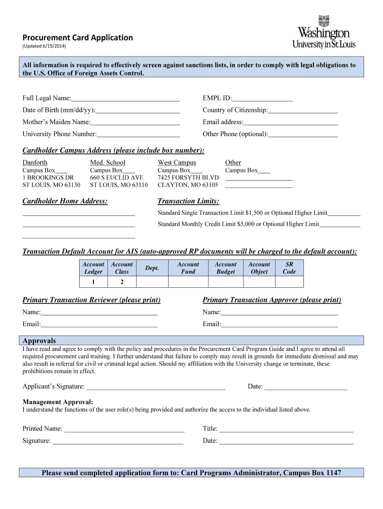  Procurement Card Application Financial Services 2014-2024