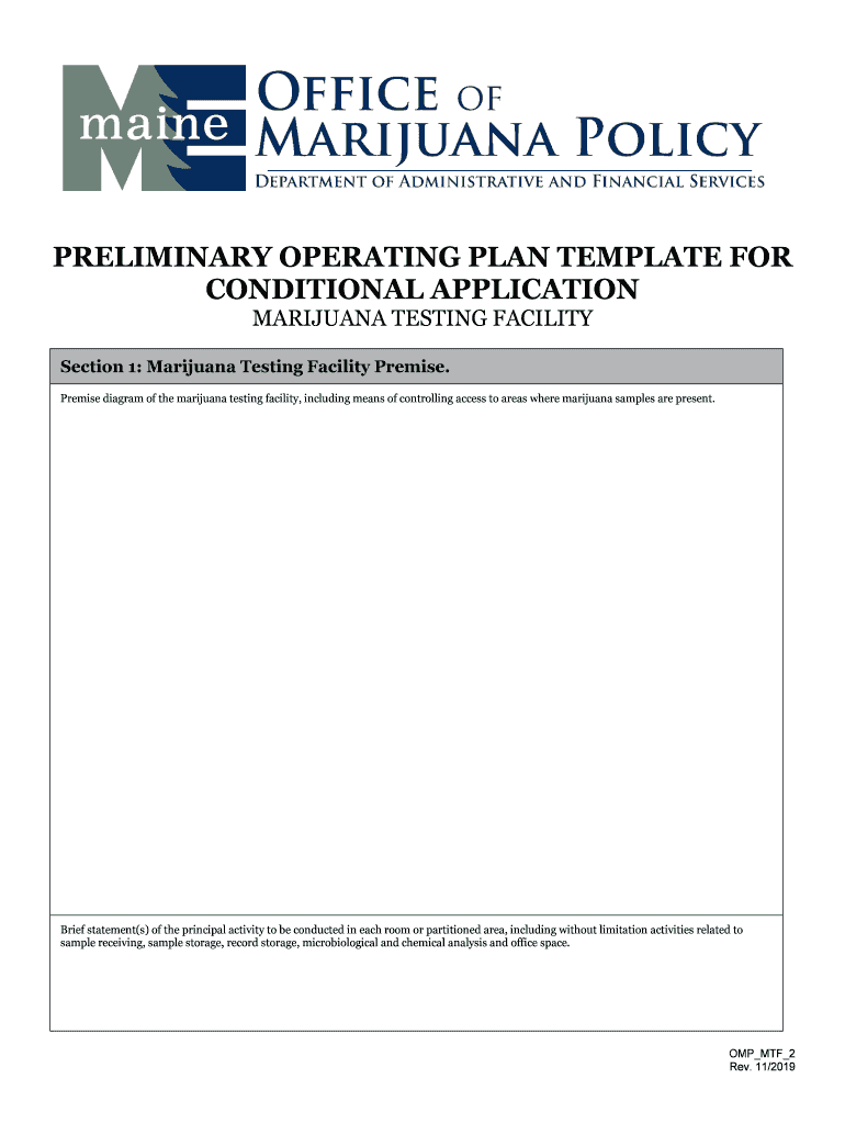 PRELIMINARY OPERATING PLAN TEMPLATE for CONDITIONAL  Form