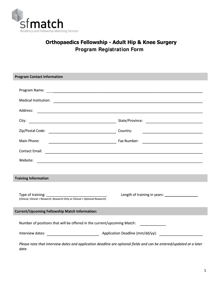 Fellowship Program Reg Template DOCX  Form