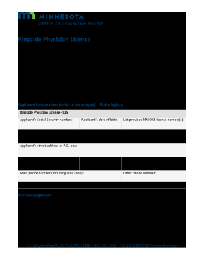 Ringside Physician License Ringside Physician License  Form