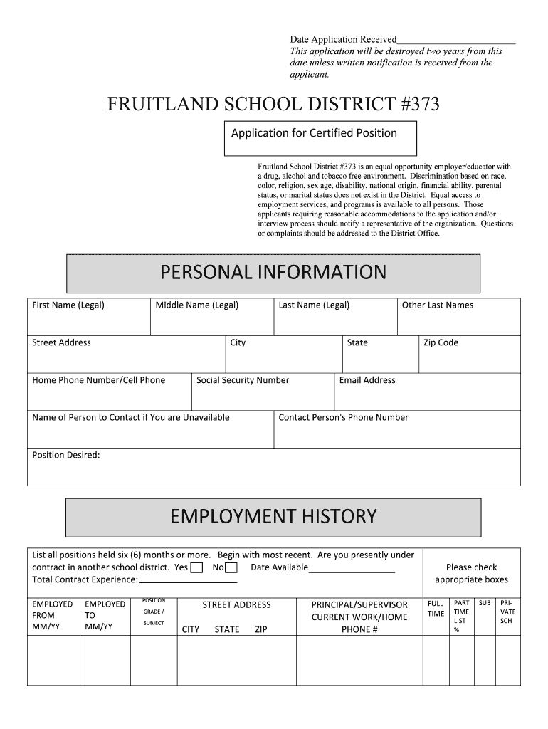 Date Application Received This Application Will Be Destroyed Two  Form