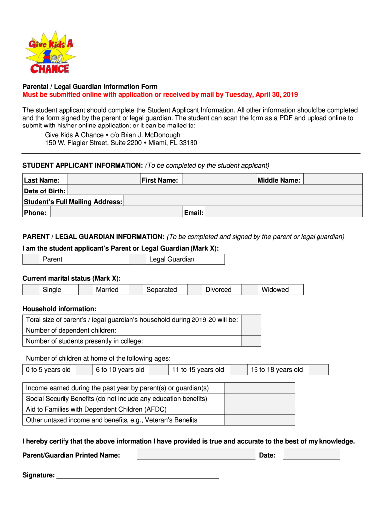Get and Sign Parental Legal Guardian Information Form Must Be Submitted
