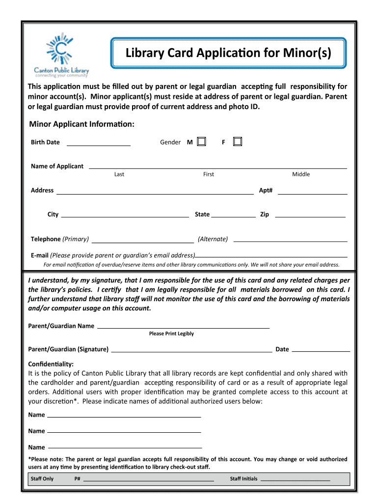 APPLICATION by an ADULT for ADMISSION of a MINOR to a STATE  Form