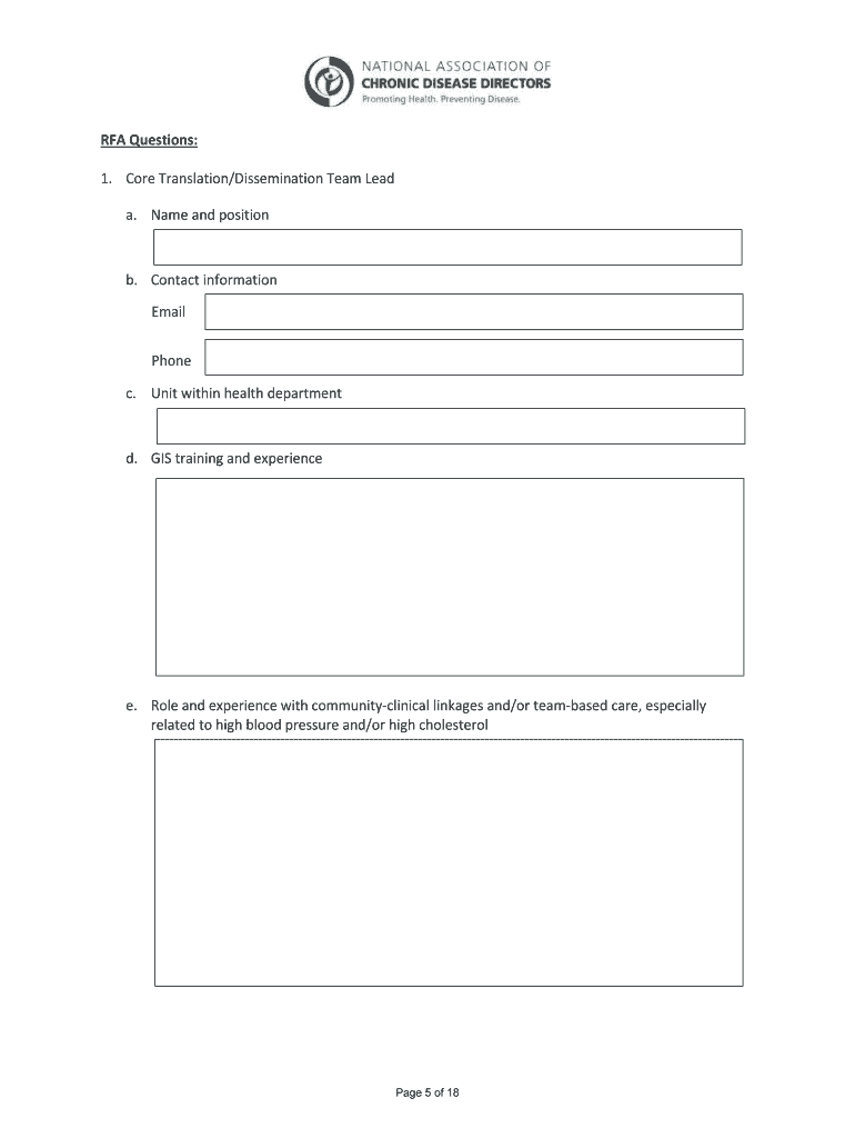 Request for Applications National Association of Chronic  Form