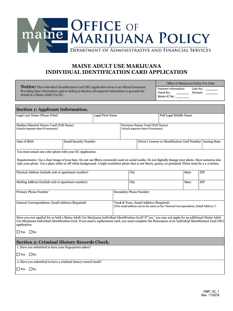 Individual Identification Card Application Instructions  Form