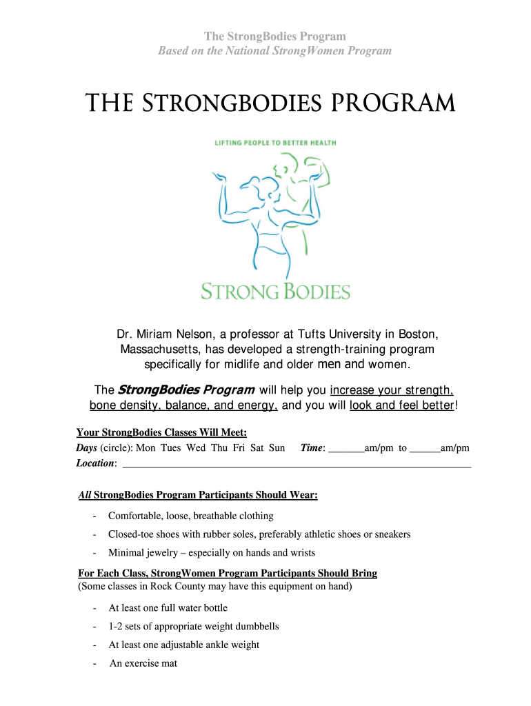  StrongBodies Fitness Program to Be Offered at Fond Du Lac 2019-2024