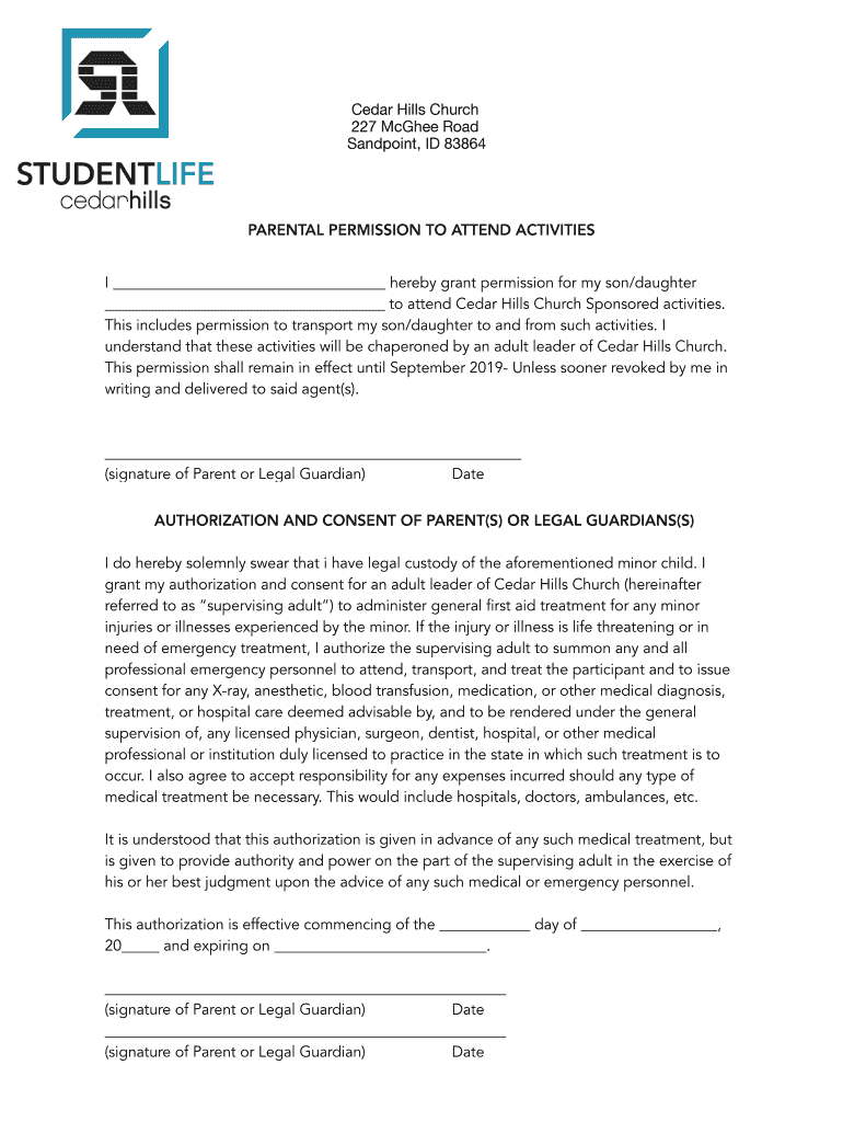 Student Life Event Waiver  Form