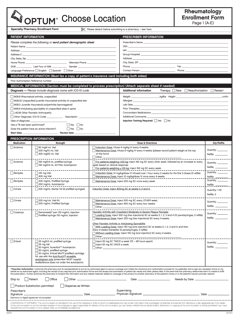  Specialty Pharmacy Forms & InformationSynvisc One for 2020-2024