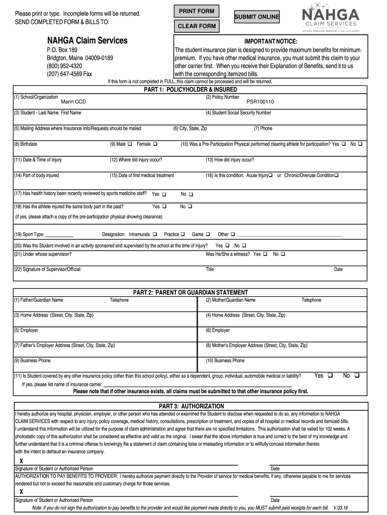  Accident Claim Form Housatonic Valley Regional High School 2016-2024