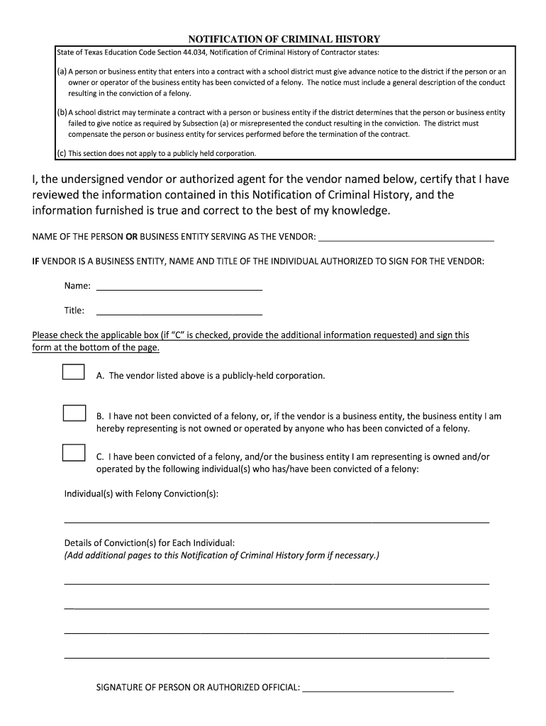  FORM B FELONY CONVICTION NOTIFICATION Section 2019-2024