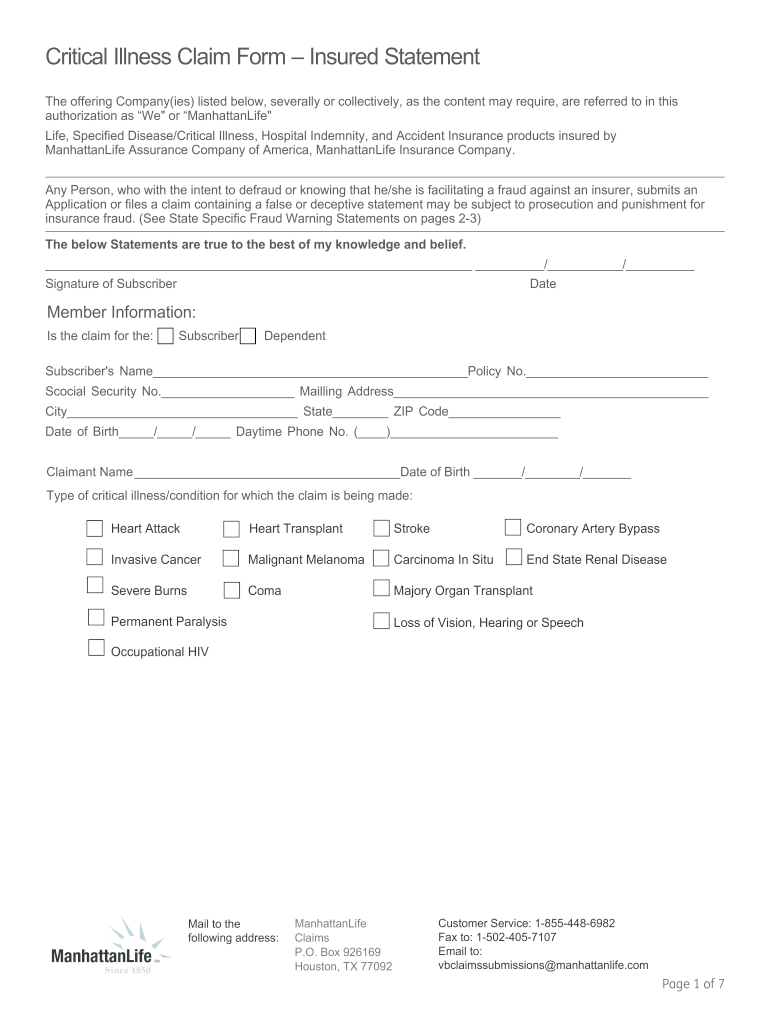 Critical Claim Form