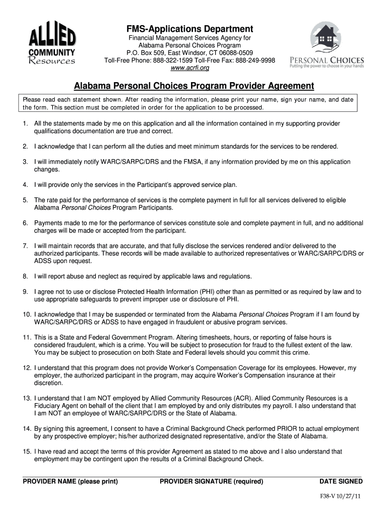 Alabama Personal Choices Timesheet  Form