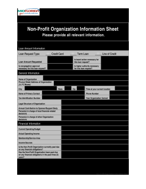 Non Profit Organization Information Sheet