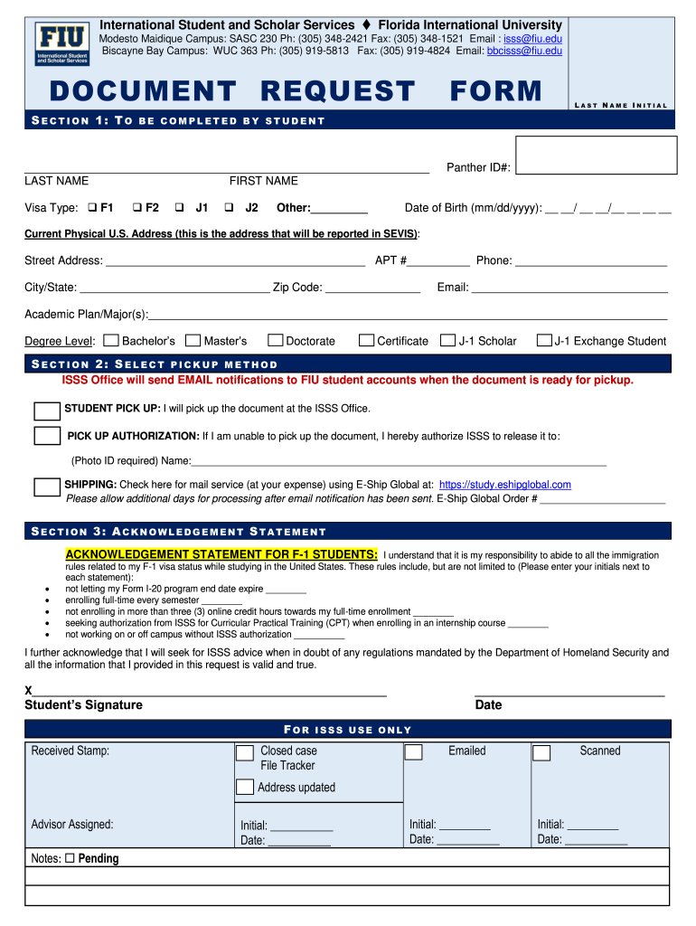 Document Request Form