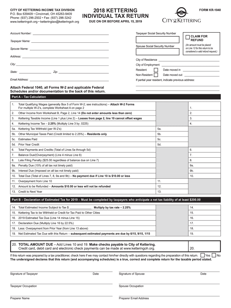  KETTERING INDIVIDUAL TAX RETURN 2018