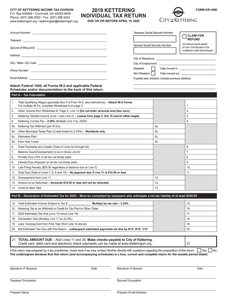  Kettering Ohio Tax Form 2019