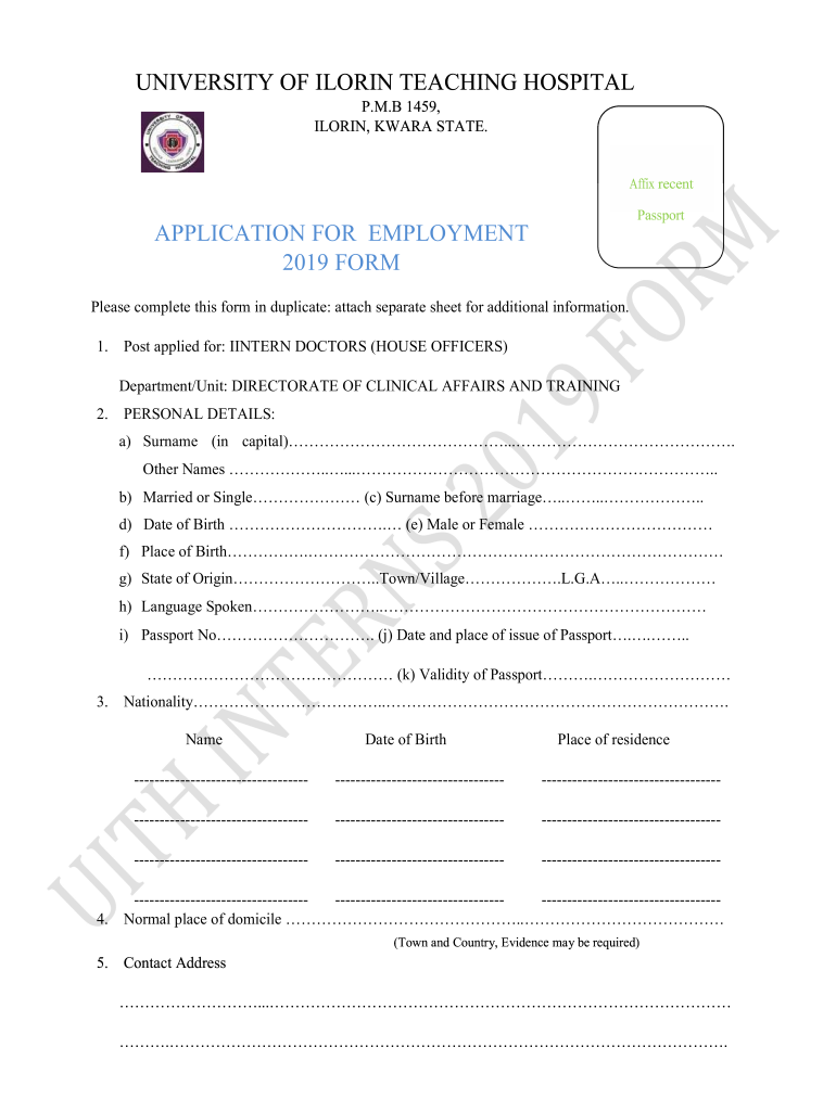  NG UITH Application for Employment Form 2019-2024