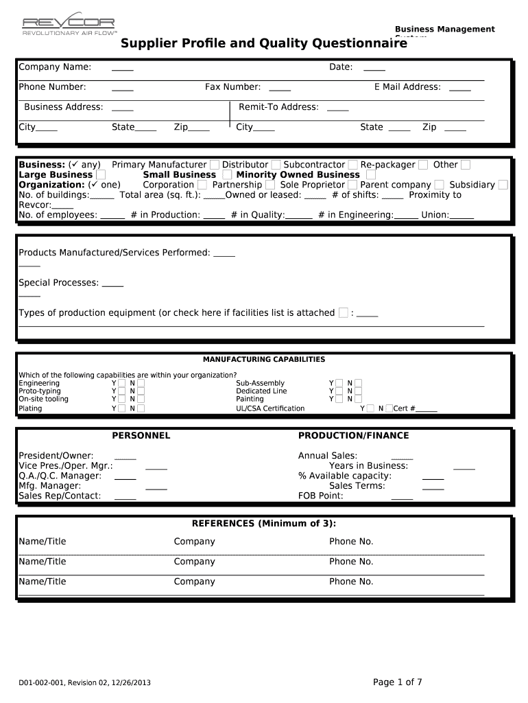 Supplier Profile Template  Form