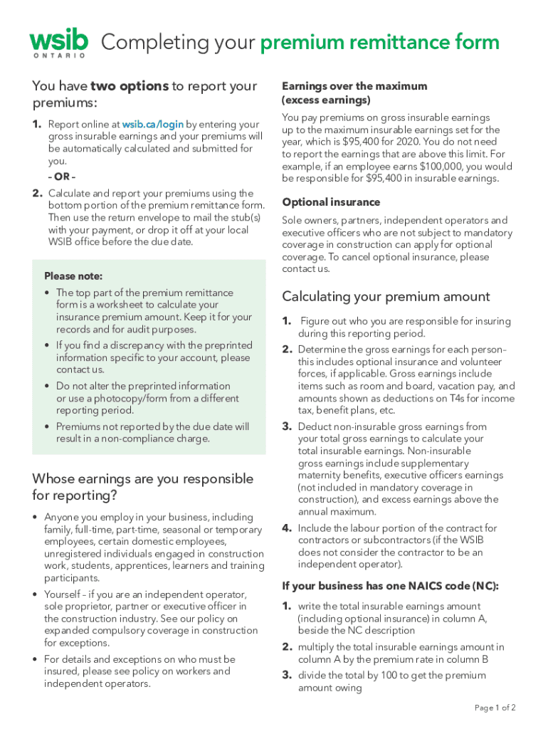 Remittance Wsib  Form