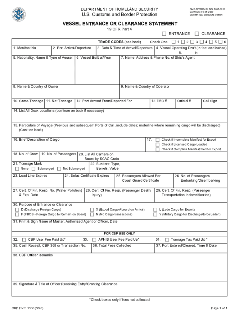  Us Cbp Form 1300 12 16 2020