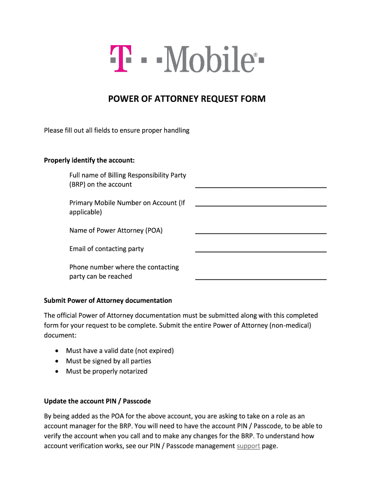 Power of Attorney Request Form