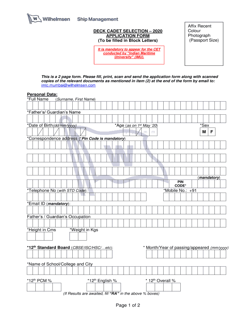 Deck Cadet Form