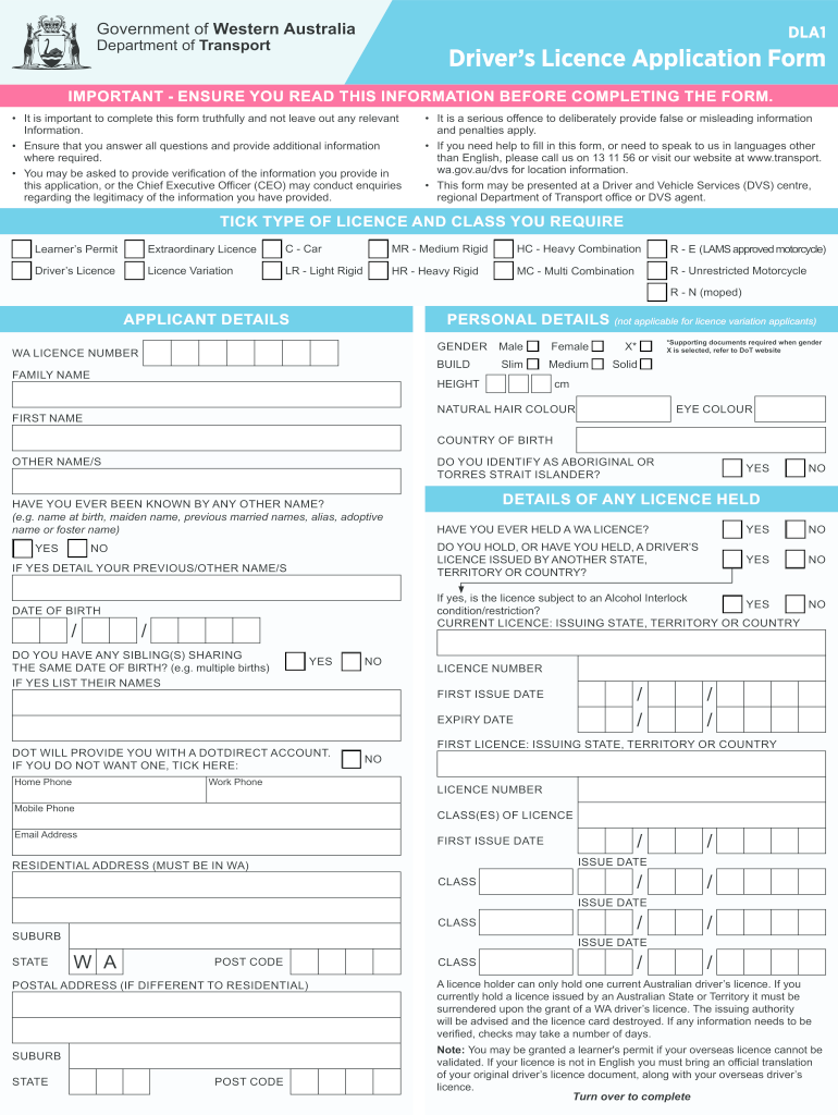  Drivers Licence Application Department of Transport 2019