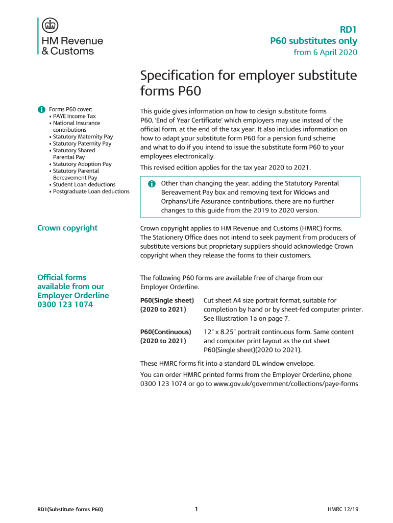 Get the Specifications for Substitute Forms P60 P60 2020