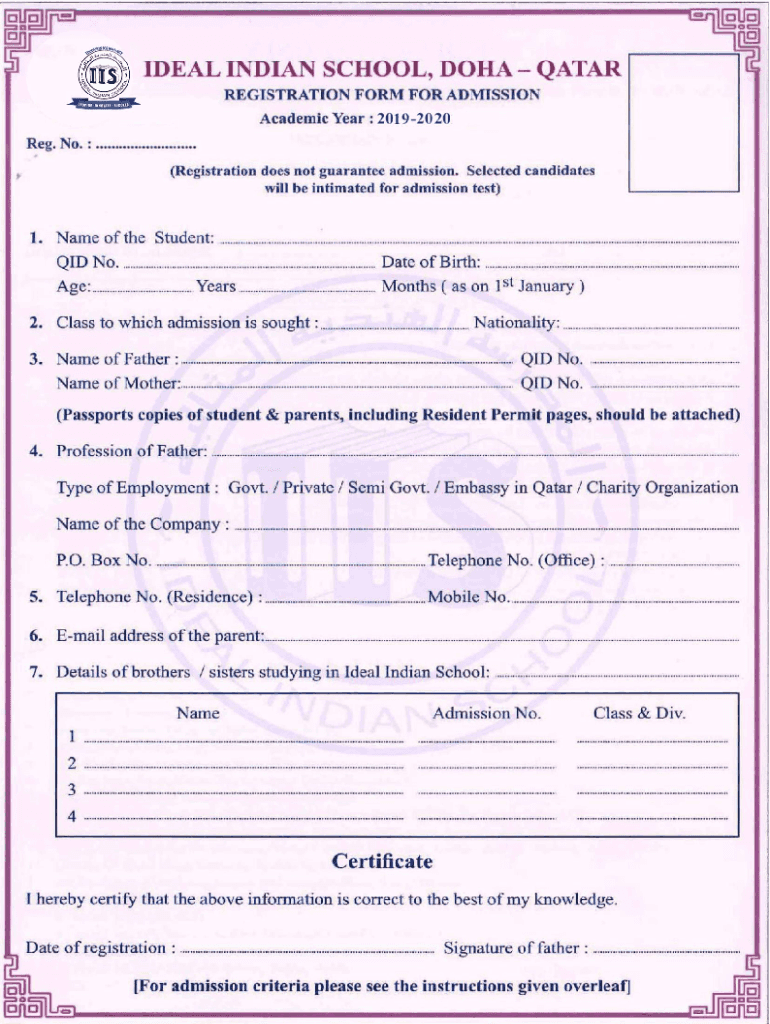 Get and Sign Ideal Indian School 2019-2022 Form