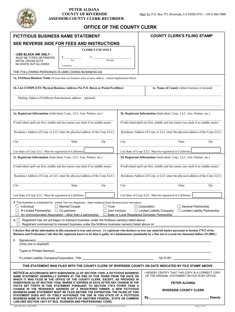 FBN Application Packet PS03 PDF Riverside County Assessor  Form