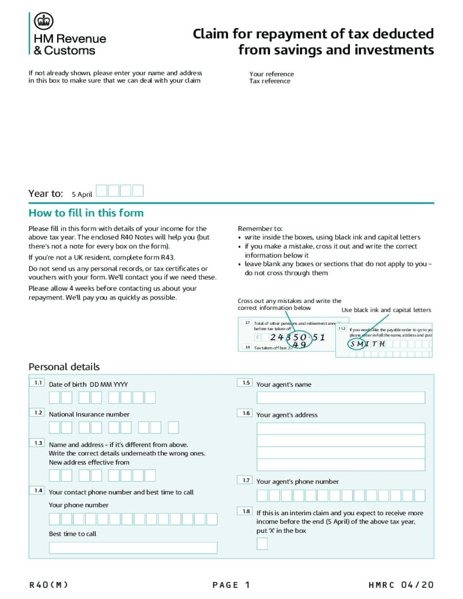 R40 Claim Form Fill Out And Sign Printable PDF Template SignNow