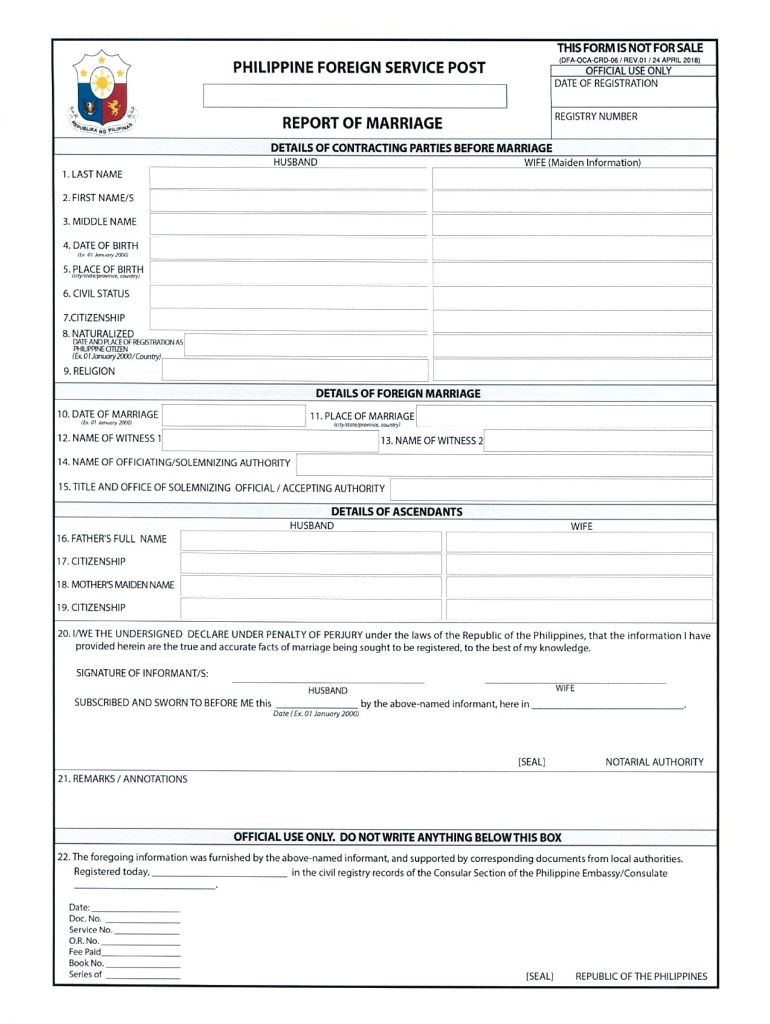 Report of Marriage Form Download