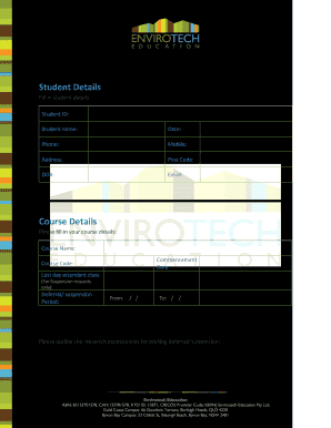 Deferral and Suspension Application Form