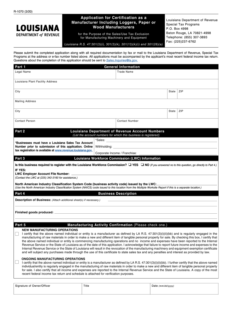  Pub 203 Sales and Use Tax Information for Manufacturers 2020