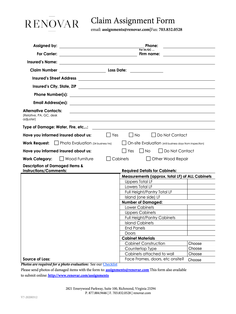 new assignment of benefit form