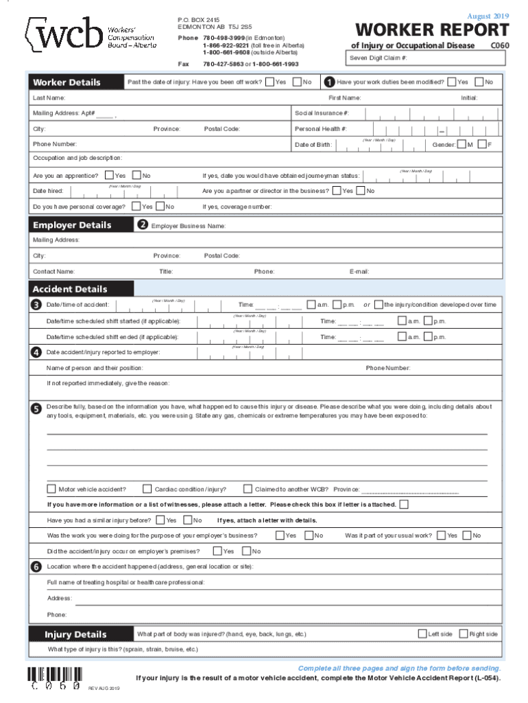  WCB Worker Report of Injury or Occupational Disease 2021-2024