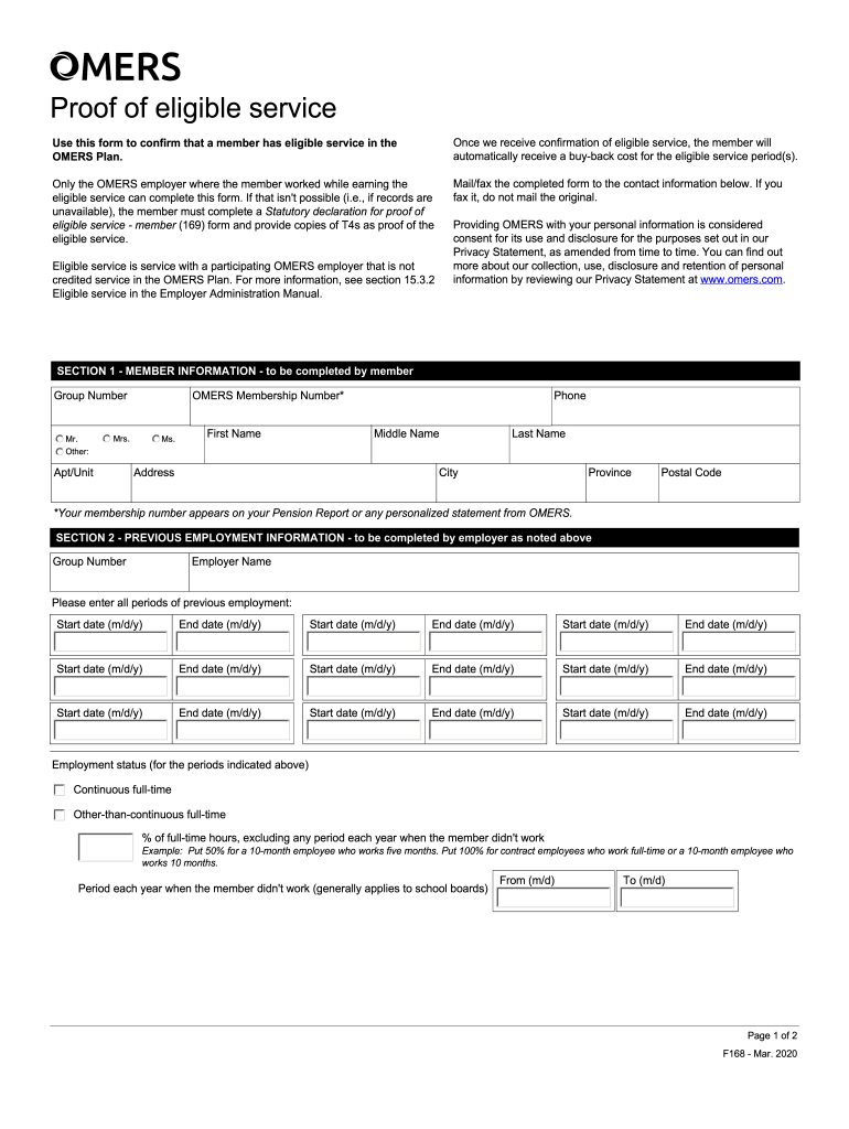  Form 169 Statutory Declaration for Proof of Eligible Service 2020-2023