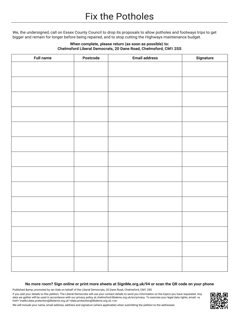  22 Printable Petition Signature Sheet Forms and Templates 2020-2024