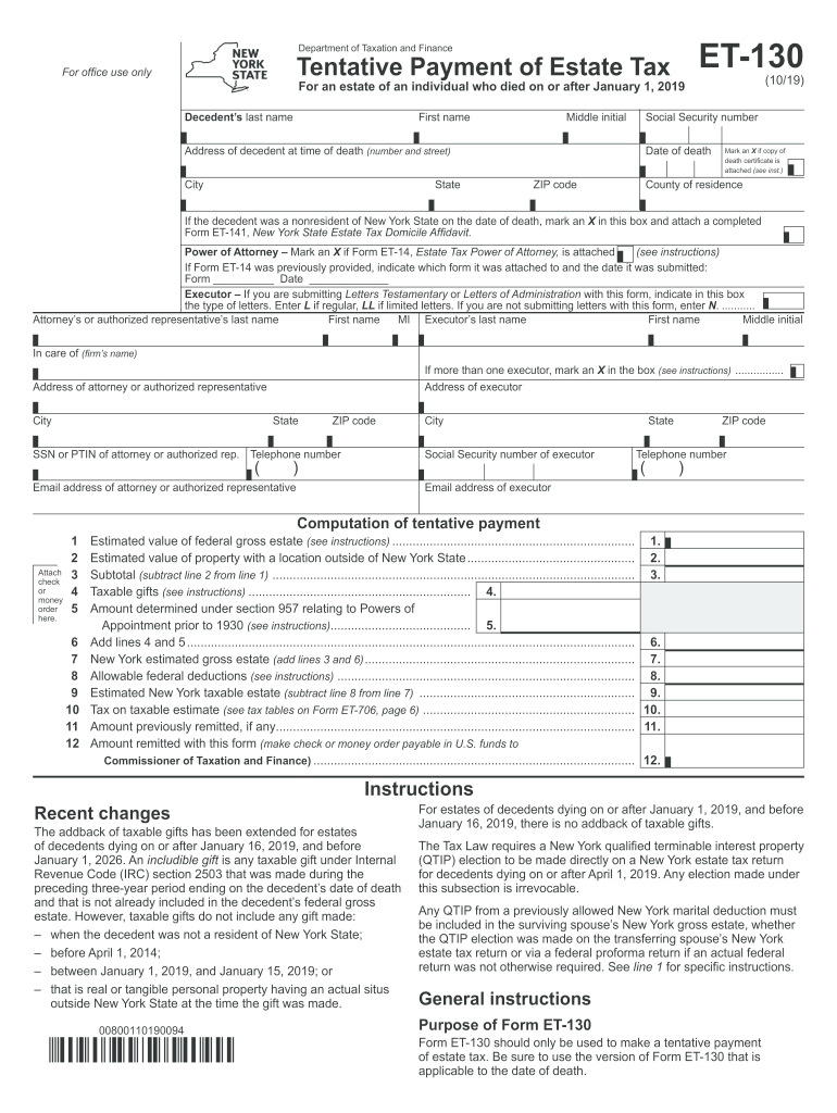  Certificate of Estate Tax Payment and Real Property 2019