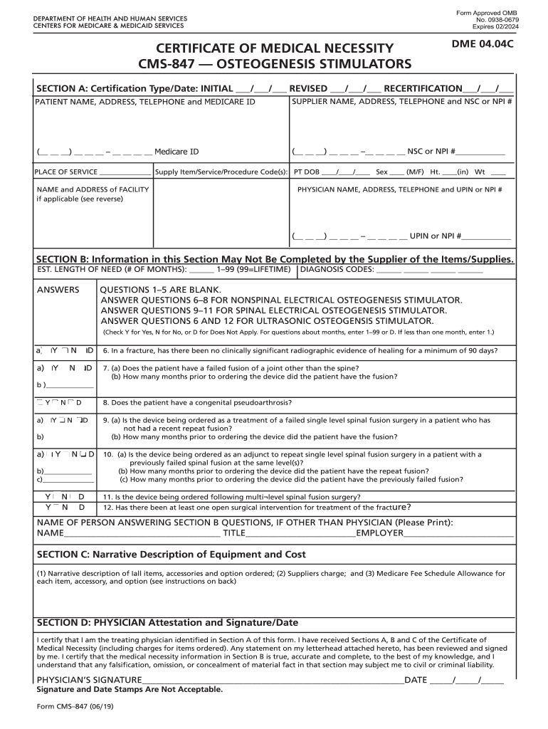  Form CMS 847 2019-2024