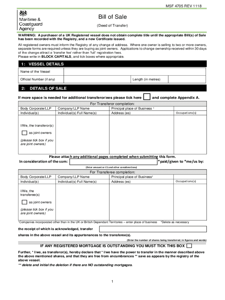  MSF 4705 Bill of Sale 2018-2024