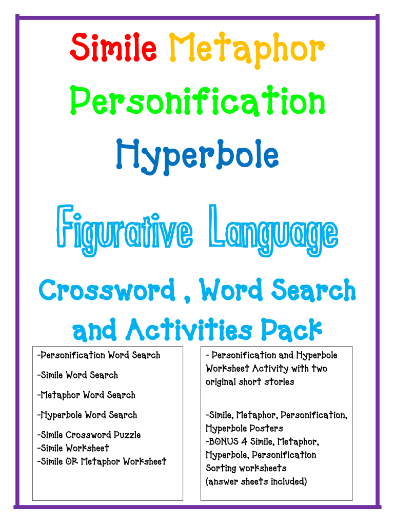 Personification and Hyperbole Worksheet  Form