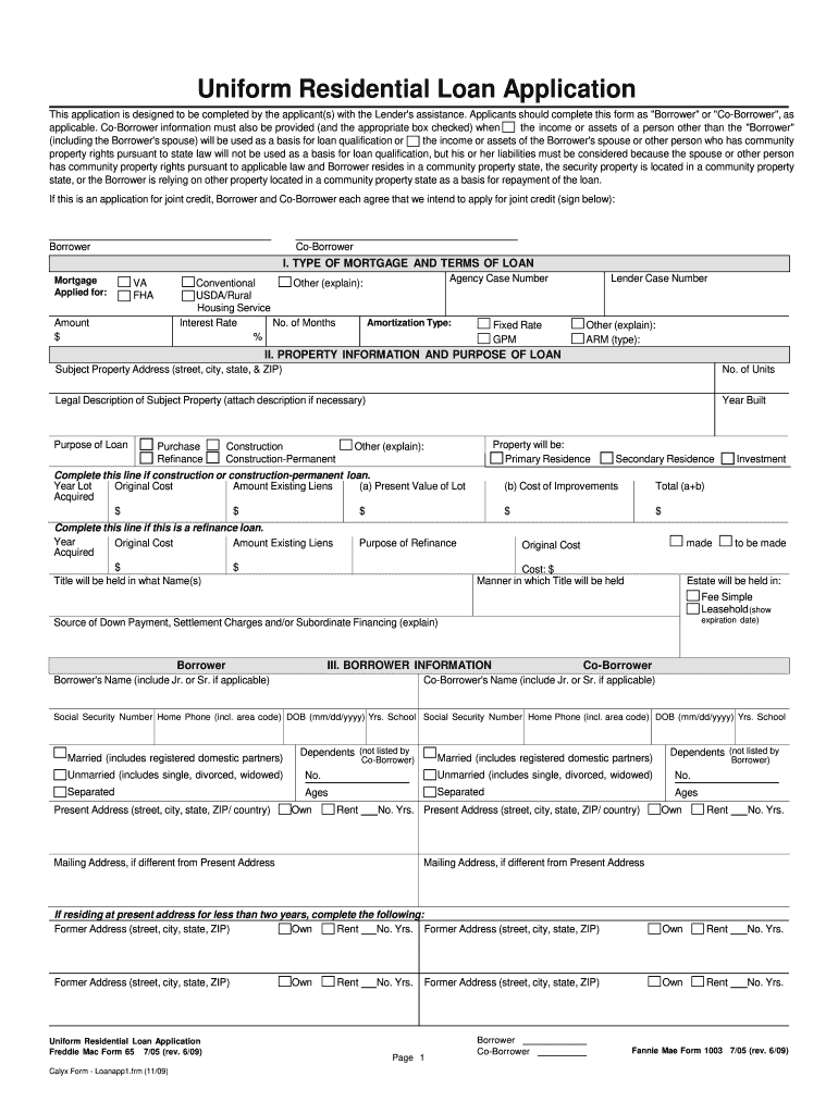  Form Freddie Mac 65 Fillable 2009-2024