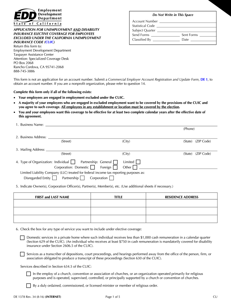  California Unemployment Claim Form PDF 2016-2024