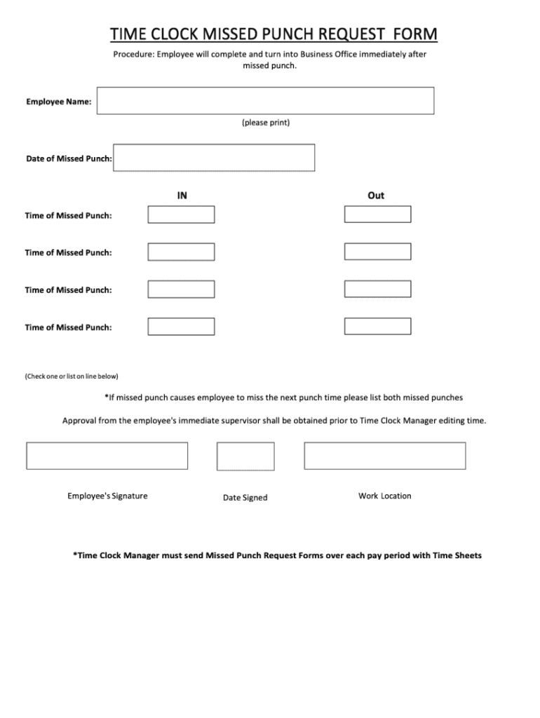 Clock Missed Punch  Form