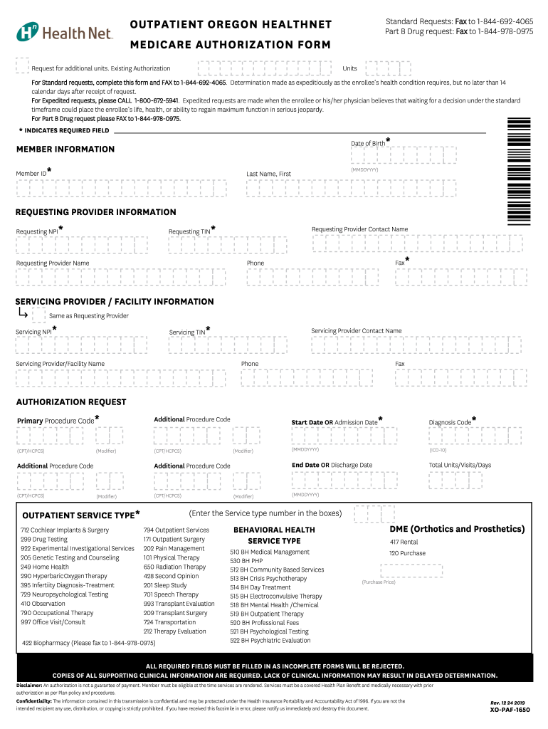  Health Net Outpatient Oregon Healthnet Medicare Authorization Form Oregon Outpatient Oregon Healthnet Medicare Authorization for 2019-2024