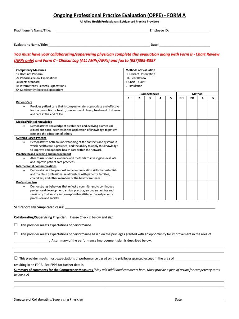Ongoing Professional Practice Evaluation Template  Form