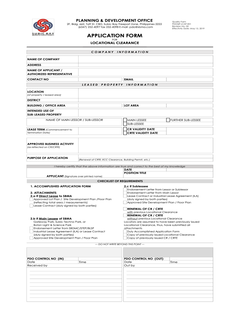 Locational Clearance Form