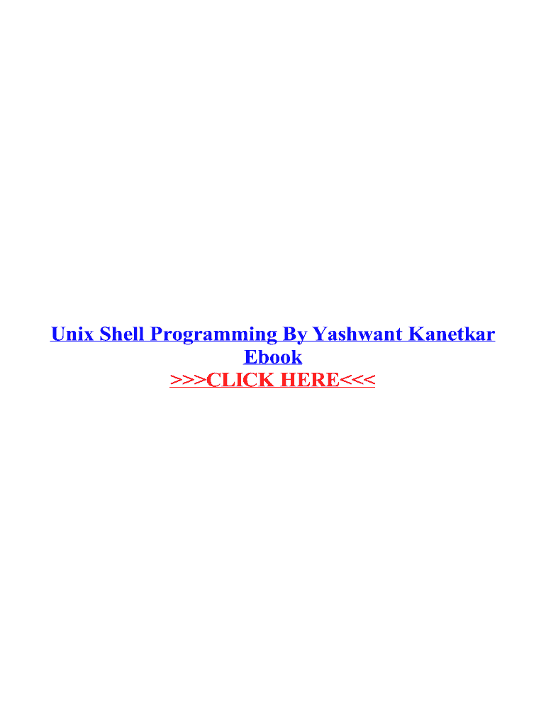 Unix Shell Programming by Yashwant Kanetkar PDF  Form